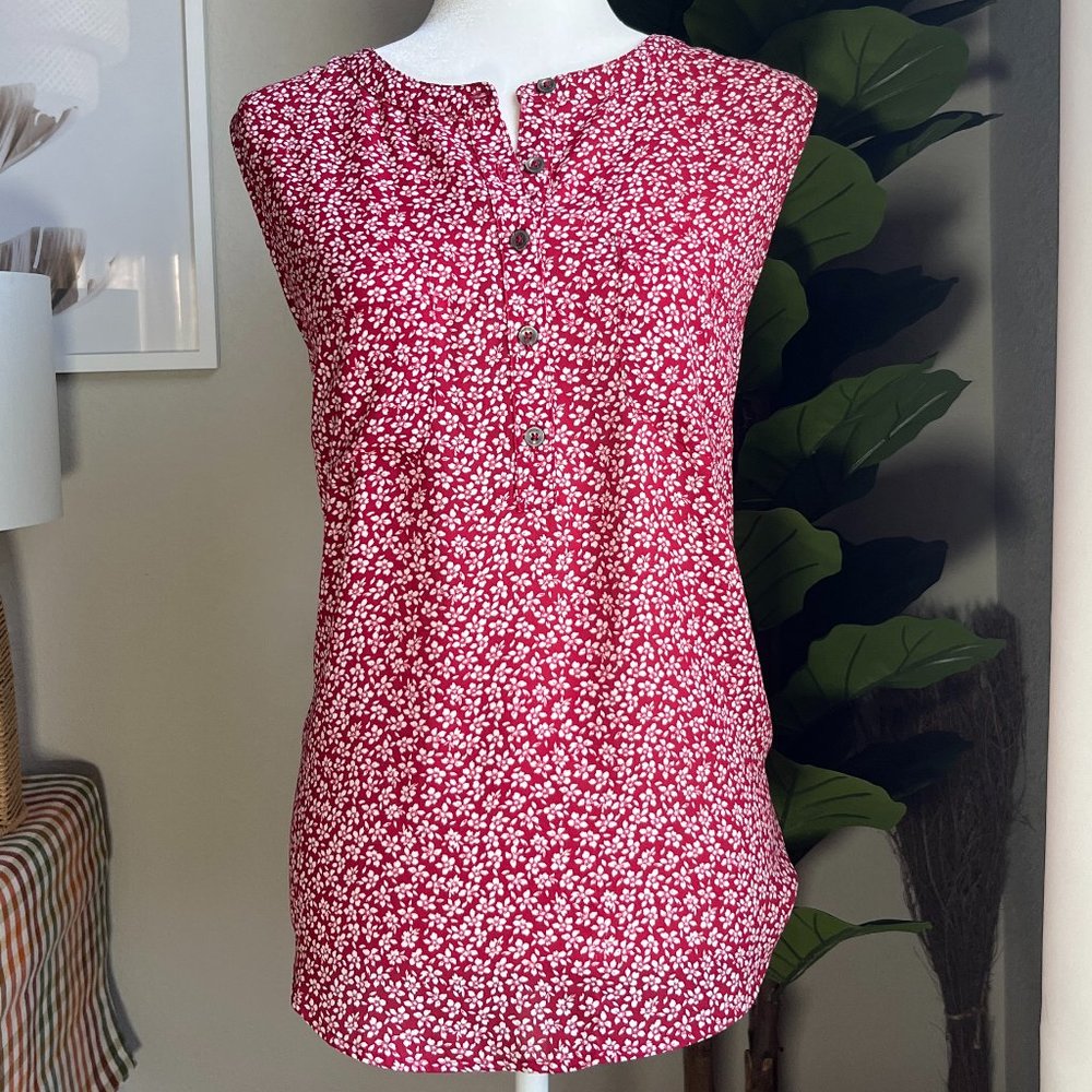 LOFT Mixed Media Floral Sleeveless Blouse